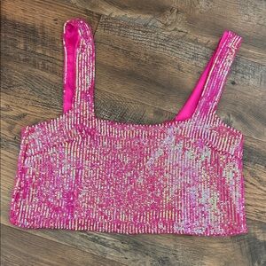 Sequin Pink Crop Top
